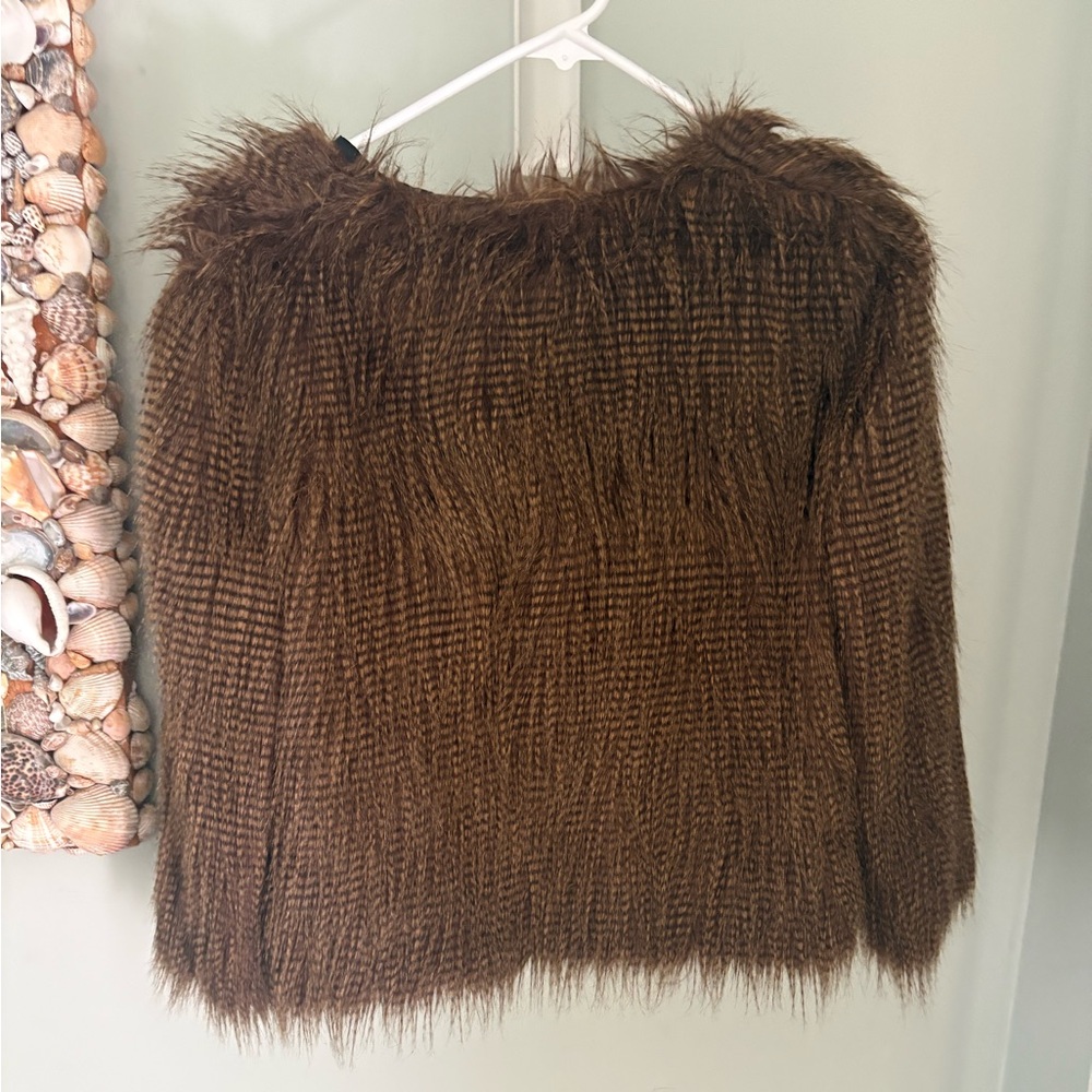 Urban Outfitters Kimchi Blue Brown Faux Fur Cropped Jacket - medium - Picture 2 of 5